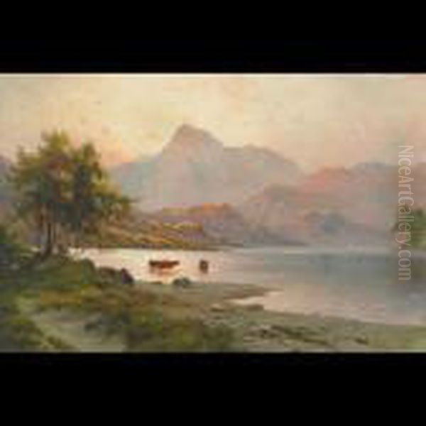 Loch Katrine And Ben Vorlich Oil Painting by Alfred Fontville De Breanski