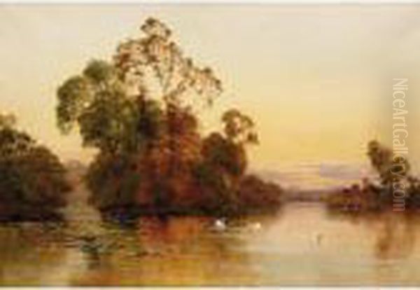 Near Henley-on-thames Oil Painting by Alfred Fontville De Breanski