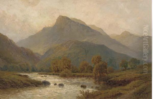 On The Llugwy, North Wales Oil Painting by Alfred Fontville De Breanski