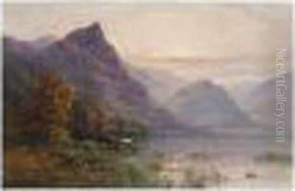Early Morning Lodore, Derwentwater Oil Painting by Alfred Fontville De Breanski