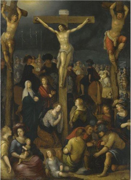 The Crucifixion Oil Painting by Louis de Caullery