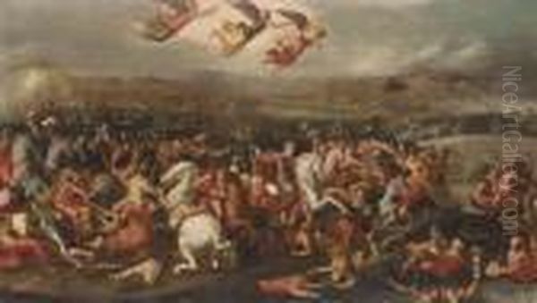 The Battle Of The Milvian Bridge Oil Painting by Louis de Caullery