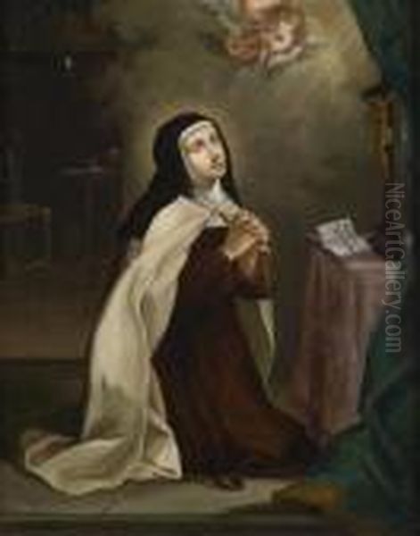 St Theresa Of Avila Praying In Her Cell Oil Painting by Philippe de Champaigne