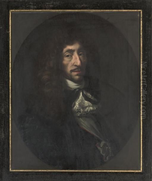 Portrait Of Oluf Rosenkrantz, 
Quarter-length, In A Dark Blue Coat And Lace Cravat, A Cross On A Chain 
Around His Neck Oil Painting by Philippe de Champaigne