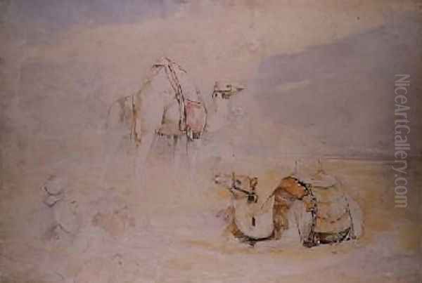 Study for A Halt in the Desert Oil Painting by John Frederick Lewis