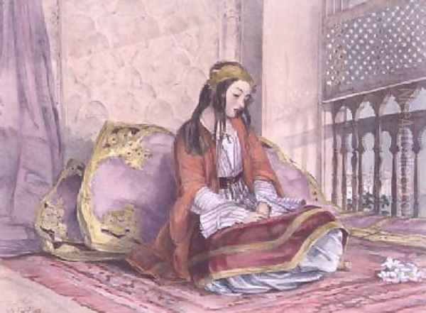 Greek Girl Oil Painting by John Frederick Lewis