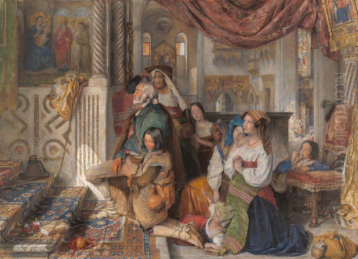 Roman Pilgrims Oil Painting by John Frederick Lewis