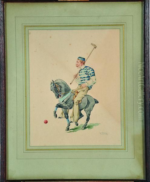 caricature D'un Joueur De Polo Oil Painting by Charles Fernand de Condamy