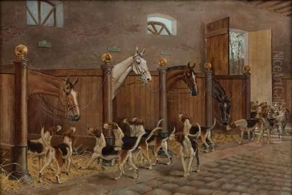 L'ecurie Oil Painting by Charles Fernand de Condamy