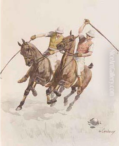 Les Joueurs
 De Polo Oil Painting by Charles Fernand de Condamy