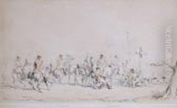 Le Depart Oil Painting by Alfred De Dreux