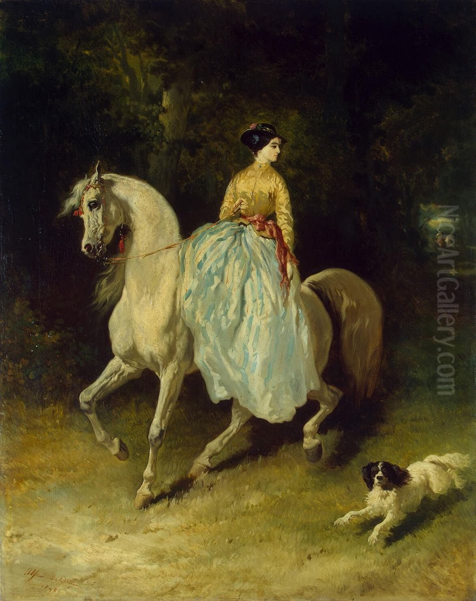 Amazon Oil Painting by Alfred De Dreux