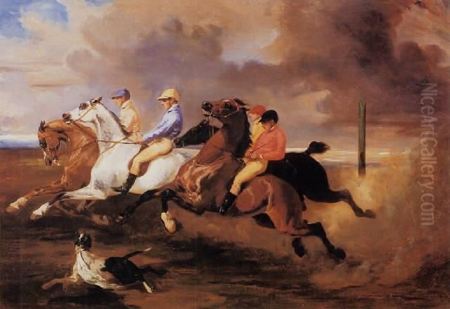 The Start Of The Race Oil Painting by Alfred De Dreux