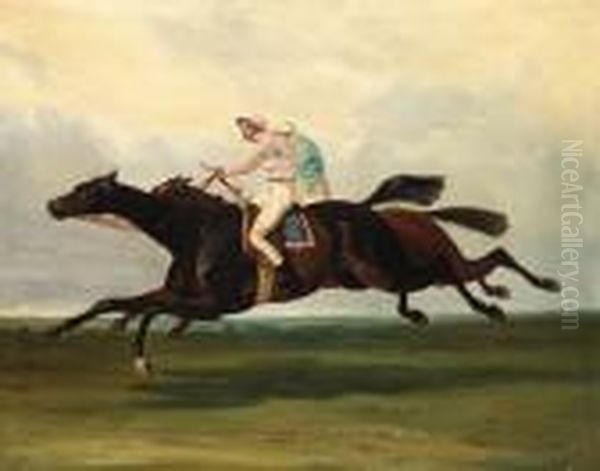 Racing To The Finish Oil Painting by Alfred De Dreux