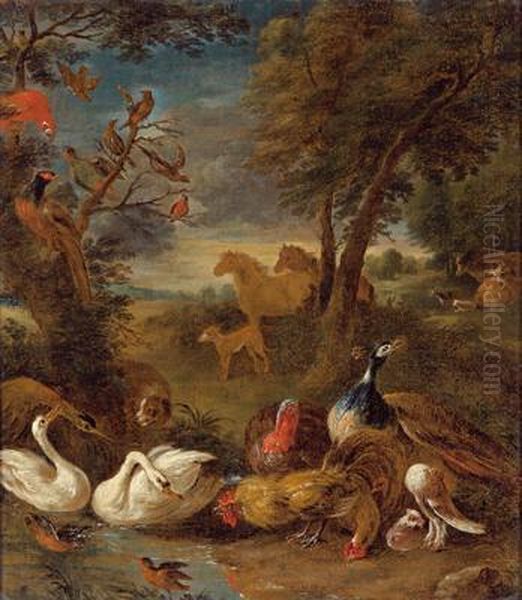 Paesaggio Boschivo Con Cigni Oil Painting by Adriaen de Gryef