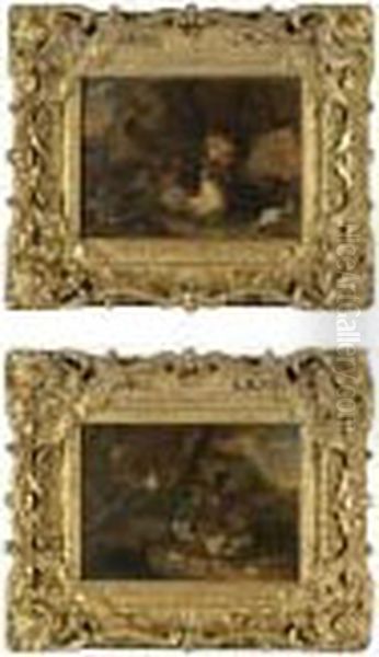 Propertty From A Private 
Collection
 

 
 
 

 
 A Still Life With A Cat Overturning A Basket Of Chicks In A 
Parkland Setting Together With Peacocks, Chickens And Pigeons; A Still 
Life With A Cockfigh Oil Painting by Adriaen de Gryef