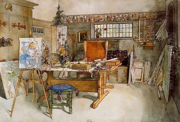 The Study 2 Oil Painting by Carl Larsson
