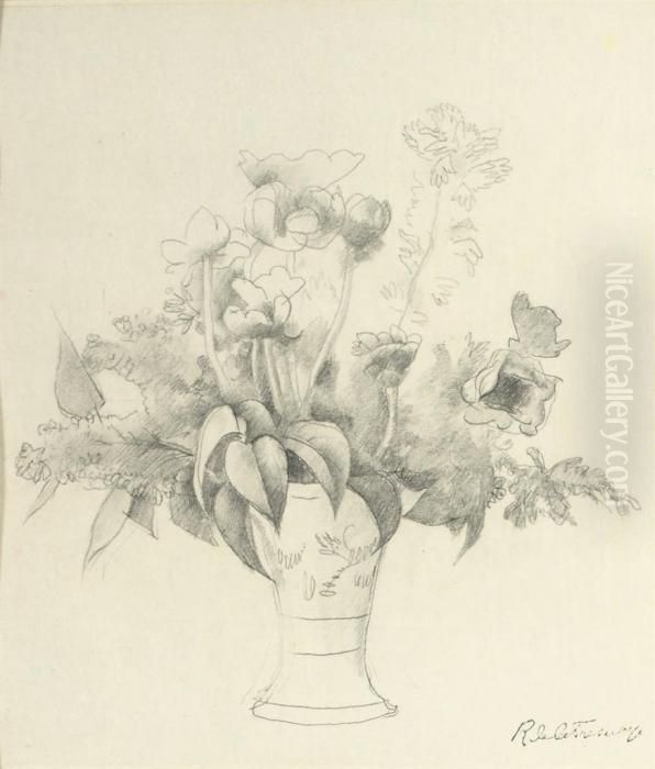 Vase De Fleurs: Flowers In A Vase Oil Painting by Roger de La Fresnaye