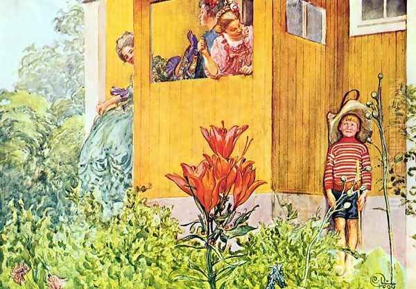 Dressing Up (Masquerade) Oil Painting by Carl Larsson