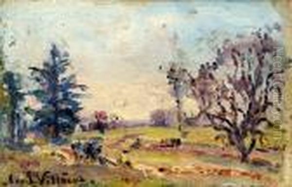 Paysage De Bord De Mer - Autrans Oil Painting by Emmanuel De La Villeon