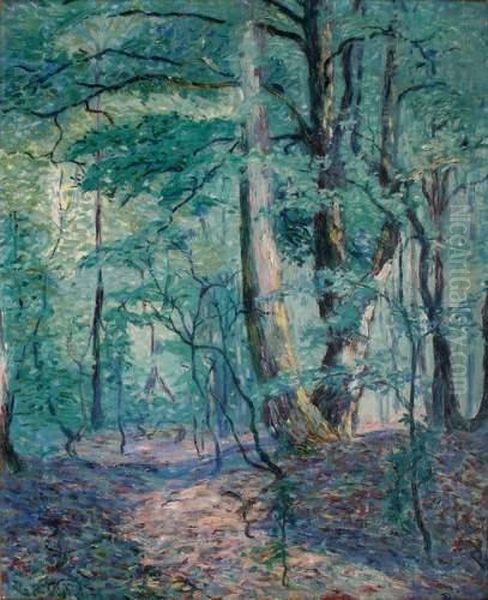Allee Rose Dans Le Sous-bois Oil Painting by Emmanuel De La Villeon