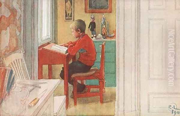The New Book Oil Painting by Carl Larsson