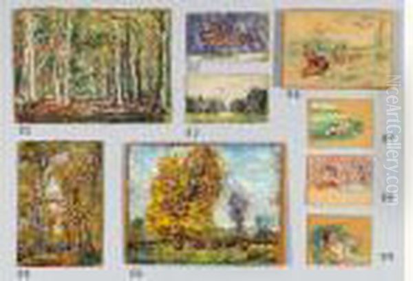 Les Deux Enfants Monique Et Therese, Vers 1930 Oil Painting by Emmanuel De La Villeon