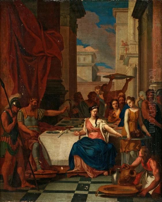 Salome Med Johannes Doparens Huvud Infor Herodes Oil Painting by Gerard de Lairesse