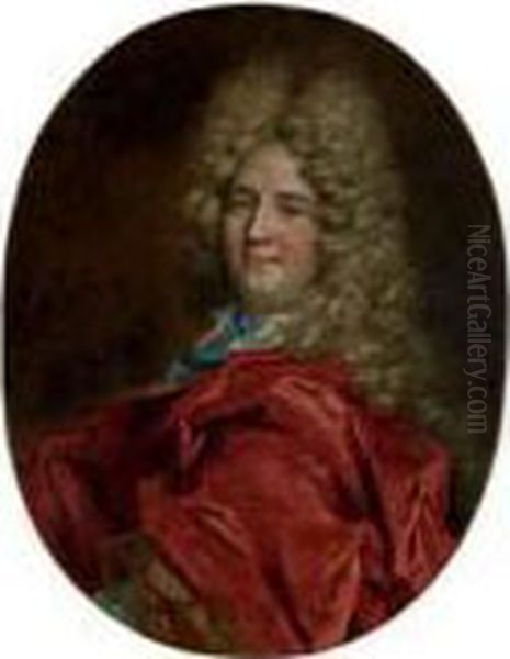 Portrait D'homme Au Manteau Rouge Oil Painting by Nicolas de Largillierre