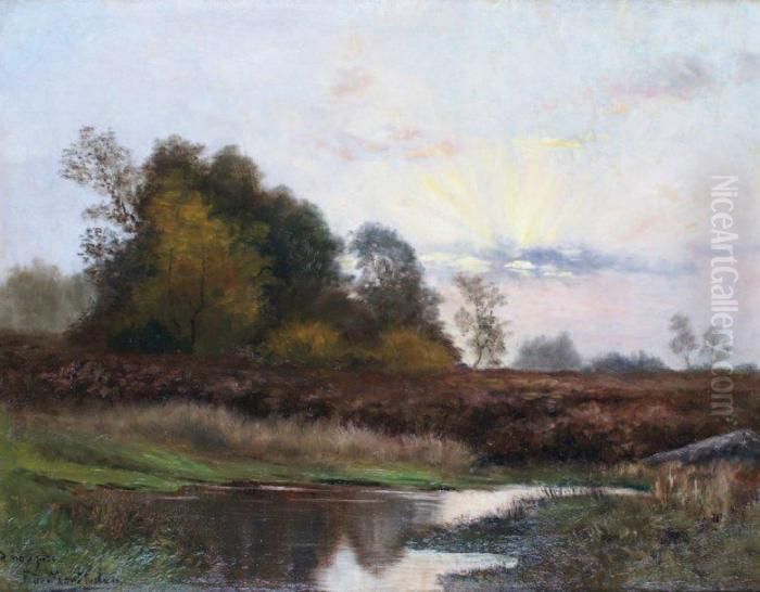 Coucher De Soleil Sur La Lande Oil Painting by Francois Richard De Montholon