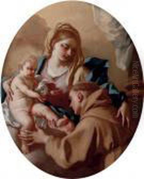 The Madonna And Child With Saint Francis Oil Painting by Francesco de Mura