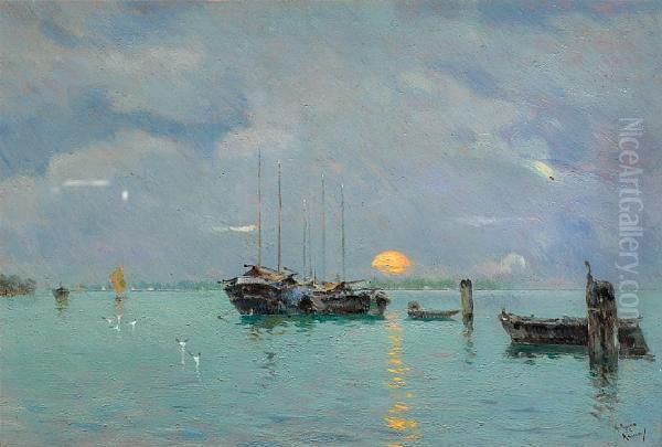 Sunset Oil Painting by Antonio Maria de Reyna