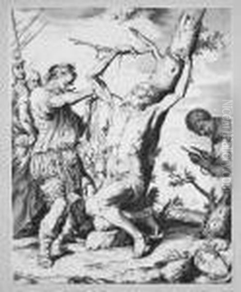 S Hl. Bartholomaus. Kupferstich.
 Anonyme Gegenseitige Kopie Nach J. De Ribera, Ohne Unterschrift Bzw. 
Unterschrift Beschnitten?. Blattgrose Ca. 30 X 24,1 Cm. . Vgl. Bartsch 6 Oil Painting by Jusepe de Ribera