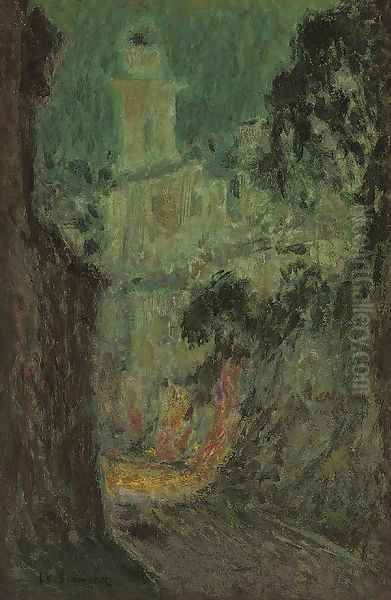 La rue au clair de lune, Villefranche-sur-Mer Oil Painting by Henri Eugene Augustin Le Sidaner