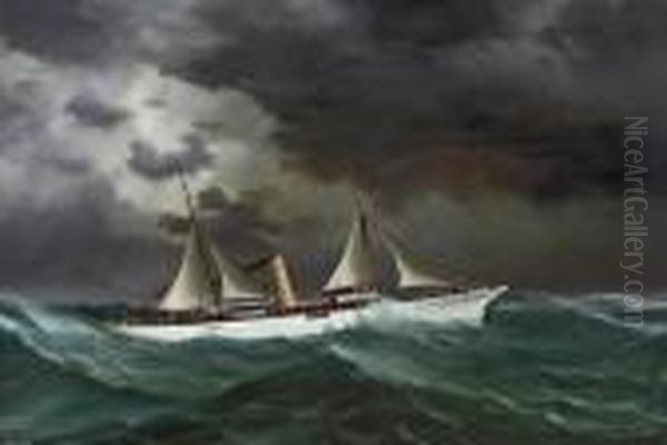 The Steam Yacht Oil Painting by Antonio de Simone