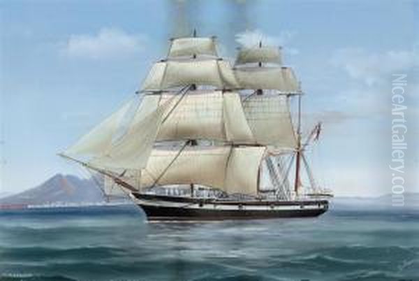 H.m.s. 
Cruizer 
 Under Sail In The Bay Of Naples Oil Painting by Antonio de Simone