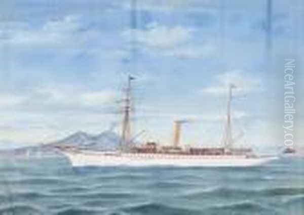 The New York Yacht Club's Steam Yacht 
Nahma 
 Off Naples Oil Painting by Antonio de Simone