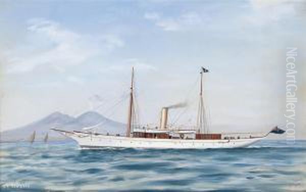 The Steam Yacht 
Schievan Oil Painting by Antonio de Simone