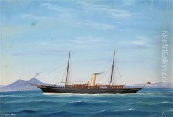 The Royal Yacht Squadron's Steam Yacht 
Golden Eagle Oil Painting by Antonio de Simone