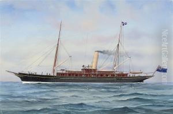 The British Steam Yacht 
Rosabelle Oil Painting by Antonio de Simone