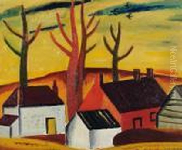 Paysage Aux Toits Rouges Oil Painting by Gustave De Smet