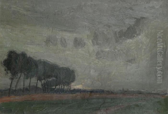 Lowland, Church In The Background, Thundery Sky Oil Painting by Gustave De Smet