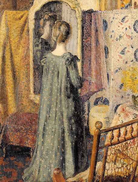 Woman Standing in Front of the Mirror (Madame Georges Lemmen) Oil Painting by Georges Lemmen