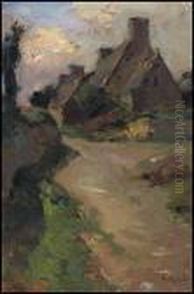 Maisons Bretonnes, Porz-guen, Bretagne Oil Painting by Marc Aurele de Roy Suzor-Cote
