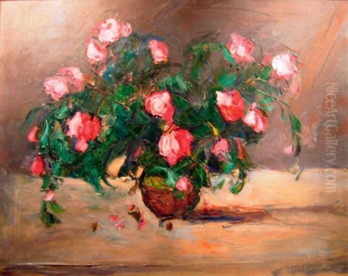 Bouquet De Fleurs Oil Painting by Vladimir De Terlikowski