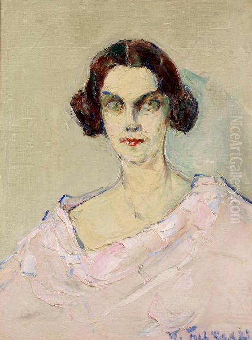 Portrait De Femme Oil Painting by Vladimir De Terlikowski