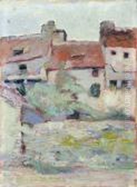 Paysage Aux Maisons (besse En Chandesse) Oil Painting by Vladimir De Terlikowski