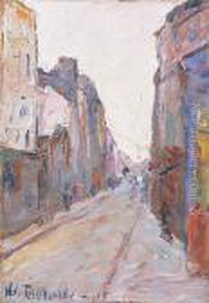 Paris, Rue Animee Oil Painting by Vladimir De Terlikowski