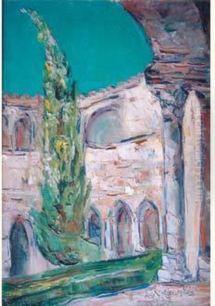 Monastere Dans Le Midi (1937) Oil Painting by Vladimir De Terlikowski
