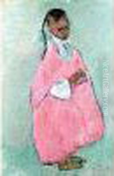 Portrait De Jeune Arabe Oil Painting by Vladimir De Terlikowski